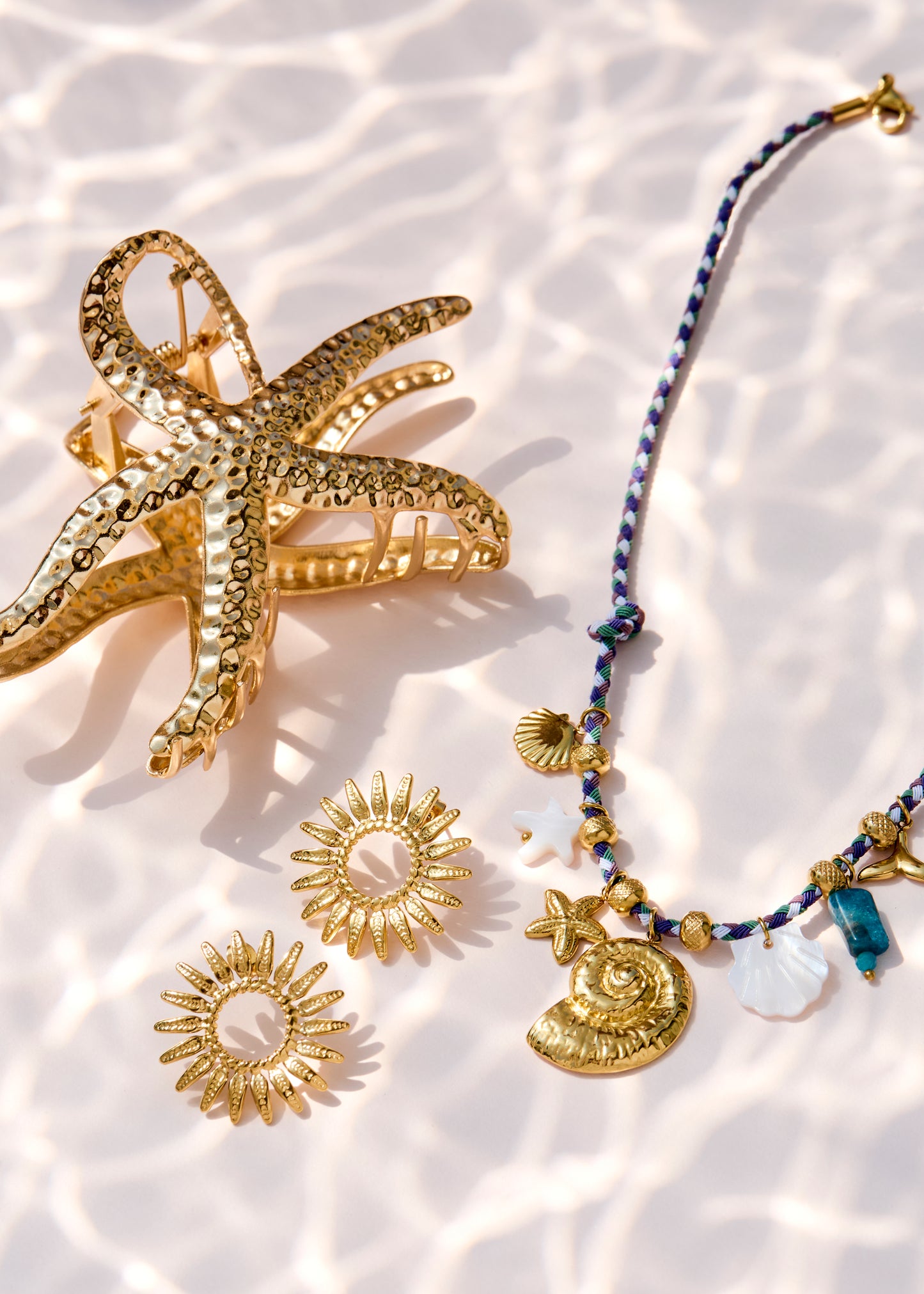 Nami – Collier charms acier inoxydable et cordon tressé