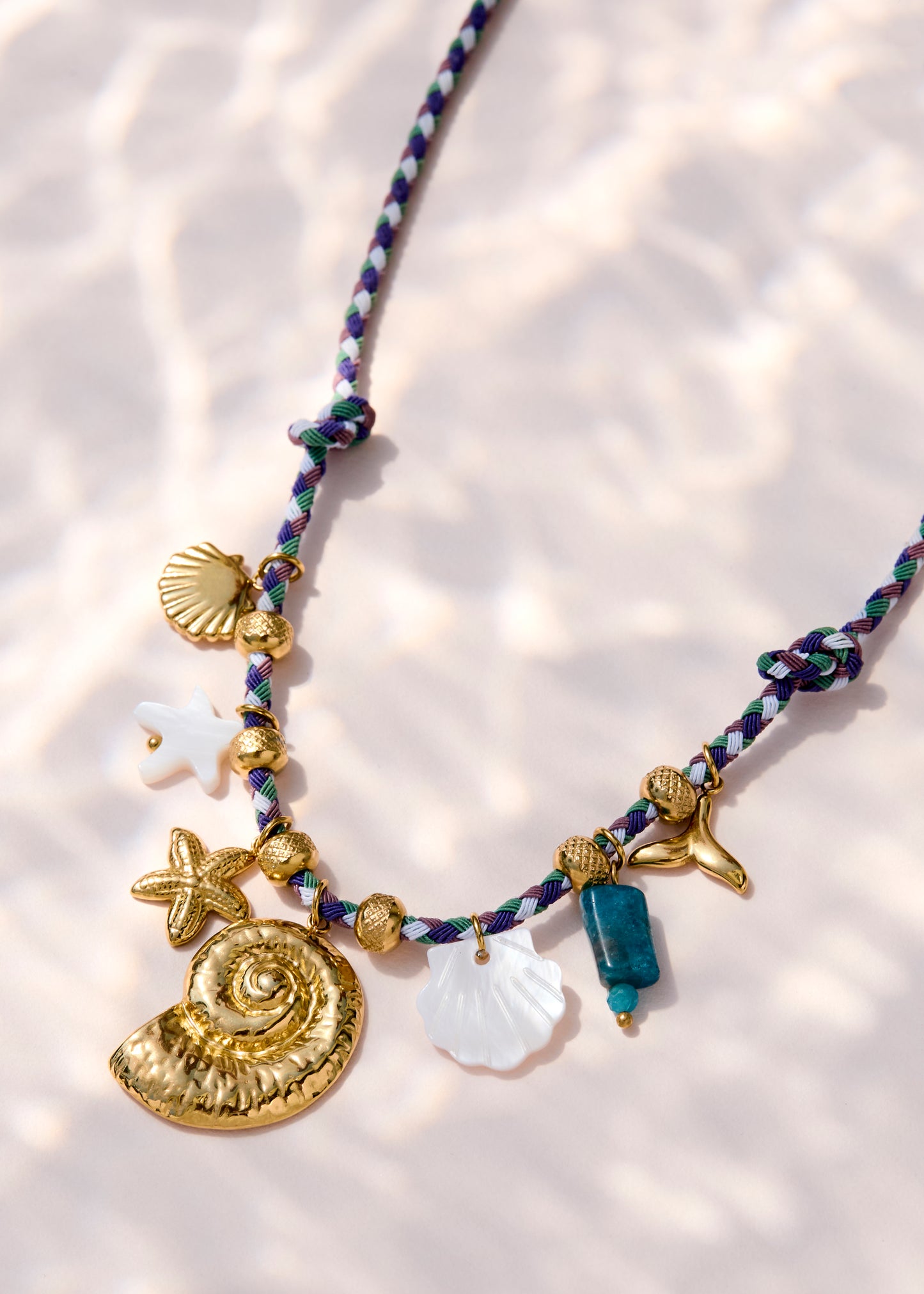 Nami – Collier charms acier inoxydable et cordon tressé