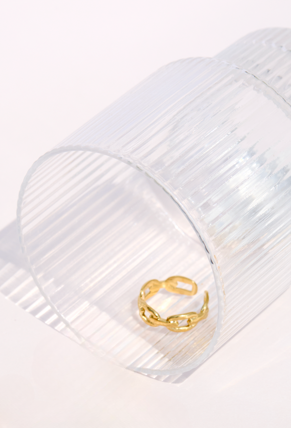 Anéa - Bague chaine d'ancre dorée